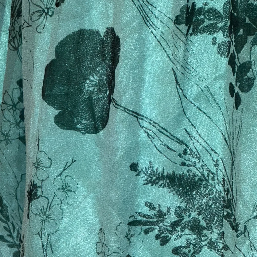 NWT Laundry By Shelli Segal Aqua Floral 100% SILK DRESS - Picture 3 of 13
